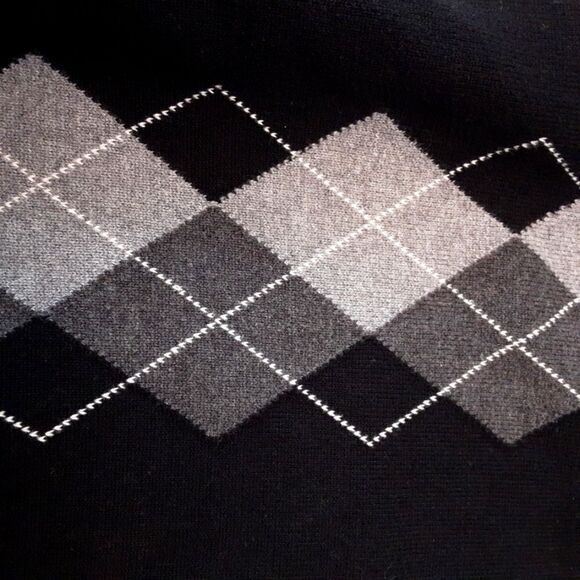 Van Heusen Argyle Sweater Vest Black Gray V-Neck‎  Classic Retro Size L - Picture 4 of 7
